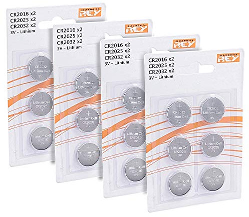 Pack de 24 Pilas Litio, 8 CR2016, 8X CR2025, 8 CR2032, 3V, Tipo Botón Alcalinas en Blister