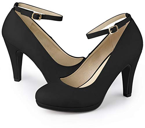 Allegra K Escarpins à Bout Rond et Talon Aiguille pour Femmes Noir 39