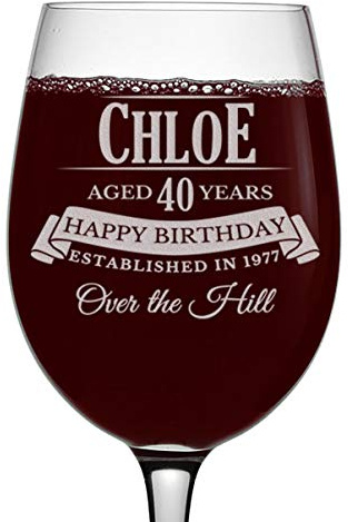 Personalised Etched 473ml Stemmed Wine Glass Cup, Custom Engraved Red White Wine Glasses for Mum Her, Customised Wedding Decoration Décor, Anniversary Birthday Gifts Presents - Chloe