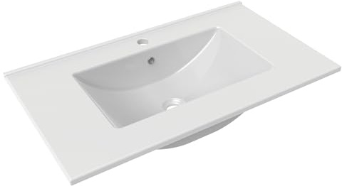 Lavabo incassato 80, ceramica bianca, 16,5x81x46 cm