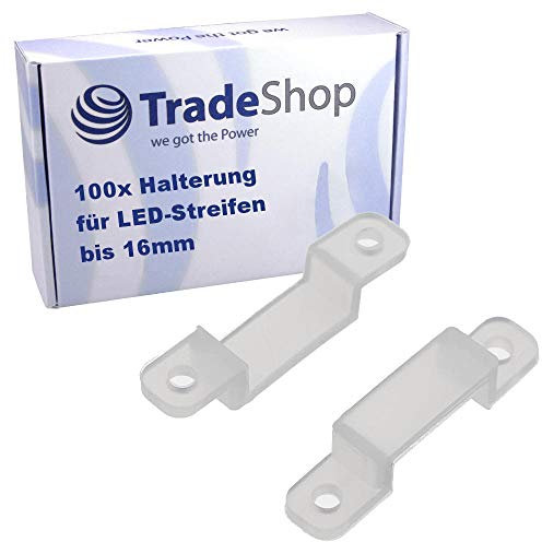100x Befestigungs-Clips Wand-Halterung für LED Leuchtstreifen, Lichterkette universal bis 16mm z.B. SMD 3528 5050 1210 WS2812b WS2811 WS2801 1812 6803