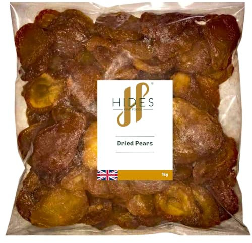Hides Fine Foods - Dried Pears 1kg - GMO Free - Suitable for Vegetarians - Great for Baking - Cakes - Bread - Poaching - Conserves - Snacking - Trail Mix