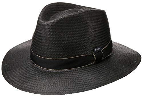 Lipodo Black Traveller Strohhut Damen Herren Made in Italy Sonnenhut 100% Papierstroh Ripsband Strandhut Frühjahr Sommer schwarz XL (60-61 cm)