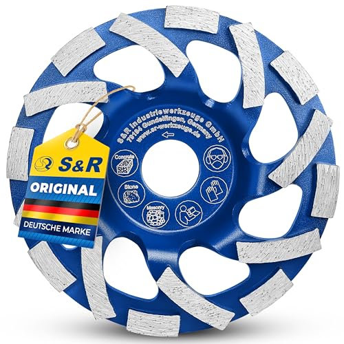 S&R Mola Diamantata x Smerigliatrice 125mm. Disco per levigare Cemento Mattoni Muratura Granito Pietra Intonaco Gesso Qualità Industriale