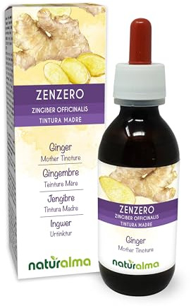 Zenzero (Zingiber officinalis) rizomi Tintura Madre analcoolica Naturalma - Estratto liquido gocce 120 ml - Integratore alimentare - Vegano