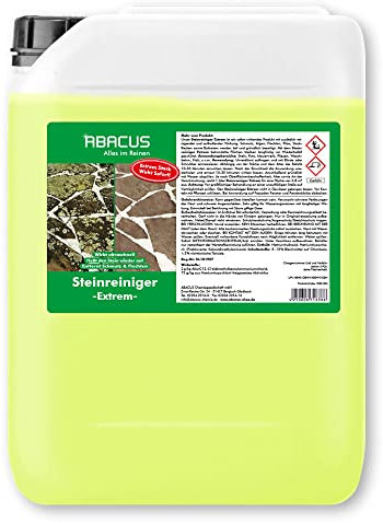 ABACUS® Steinreiniger Extrem, intensiver Steinreiniger für außen mit Sofortwirkung, entfernt sofort Schmutz, Grünbelag, Flechten & Algen auf und Stein in Minuten, Steinreiniger Intensiv außen 30 kg