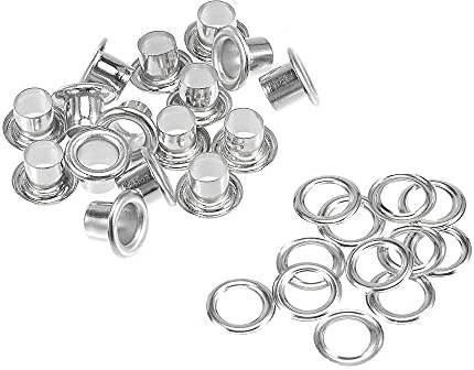 uxcell Eyelets with Washers, 10.5 x 6 x 7mm Alloy Through Hole Hollow Rivets Grommets Silver Tone 100 Set