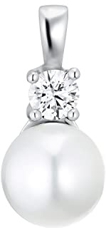 Amor Motivanhänger 925 Sterling Silber Damen Anhänger, mit Zirkonia synth., mit Wachsperle, 1,7 cm, Silber, Kommt in Schmuck Geschenk Box, 2023210