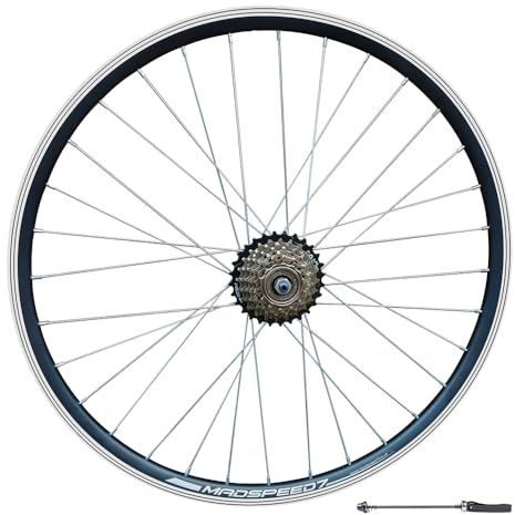 Madspeed7 QR 29” 29er (ETRTO 622x19) MTB Mountain Bike REAR Wheel + 7 speed Freewheel (14-28t) - Rim & Disc Brake Compatible - Sealed Bearing hub (Very smooth hub) - Double Wall - 32x Spokes