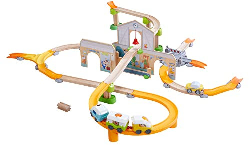 HABA 306745 - Kullerbü – Spielbahn Bahnhof, Erste Kugelbahn Grundpackungen ab 2 Jahren, Bunt