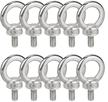 10 Stück Ringschraube M6 304 Edelstahl Ösenschrauben, Ring Runde Augenschraube, Augbolzen Ringbolzen Ösenschrauben Ringschrauben für Rolle Des Befestigens Und Hängens