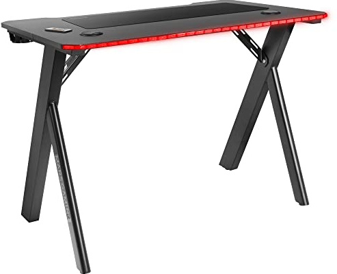 Mars Gaming MGD100RGB, Mesa Gaming Ergonómica RGB, Alfombrilla XXL, Soporte Cascos + Botella, 100x60cm, Negro