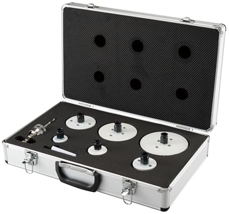 Makita E-15796 EZYCHANGE Lochsägen-Set 8-teilig im Alukoffer, Bi-Metall HSS-Co Lochsägen Ø 35-114 mm, Schnitttiefe 44 mm, für Holz, Metall, Aluminium, Edelstahl, Kunststoff