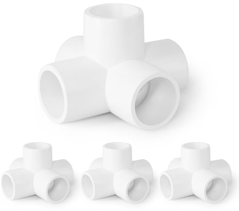 5 Way PVC Pipe Fittings 1/2 Inch, Zernmiarder White PVC Elbow Corner Side Outlet Tee Fitting, SCH40 Furniture Grade Pipe Connectors - Fits 1/2 Polyvinyl Chloride Pipes, 4 Pieces