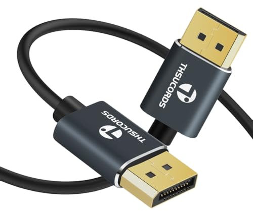 Thsucords Cavo DisplayPort 2M, Certificato Ultra & Sottile Flessibile Cavo Display Port (DP 1.4), 8K@60Hz, 4K@120Hz, 2K@144Hz,32.4Gbps per Monitor da Gioco, Grafico Carta, Laptop