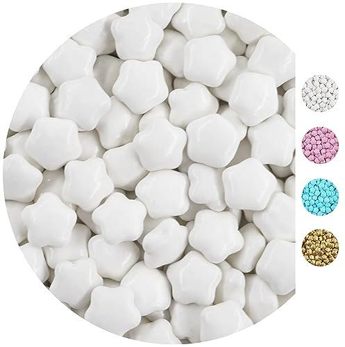 EinsSein 0,5kg Schokolinsen Sterne Schokosterne weiss glanz Schoko Schokodragees - Gastgeschenke Weihnachten Taufe Babyparty Hochzeit - Altervative für Hochzeitsmandeln - perfekt für Candy Bar