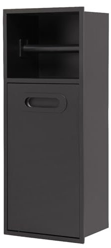 LXBAMKEA Duschnische Aus Edelstahl, Wandmontiert Toilettenpapier-Mülleimer Lagerung Gestell, Zuhause, Wohnzimmer, Badezimmer, Küche, Schlafzimmer Einbaunischen, Wasserdicht Organisator (Color : Black