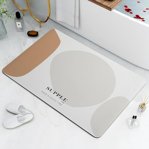 LeKuni Badmatta halkfri tvättbar badrumsmatta snabbtorkande 40 x 60 cm kiselgur badmatta halkfri tvättbar duschmatta snabbtorkande absorberande Morandi orange