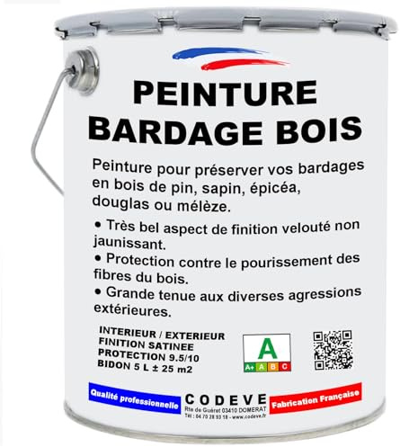 Peinture Bardage Bois - Codeve Bois/RAL 1015 - Ivoire clair - 5L - Intérieur/extérieur - Pour La Protection De Votre Bardage En Pin, Sapin, épicéa Ou Mélèze.