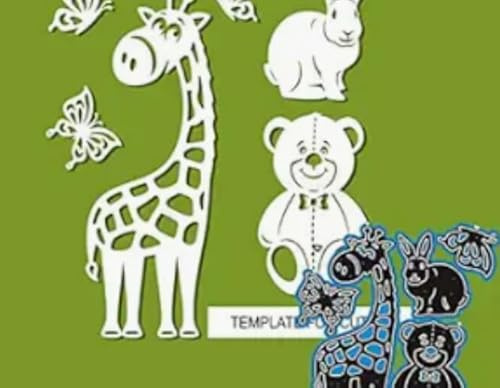 Silver Metal Cutting Dies for Card Making, Giraffe, Rabbit, Friends for Scrapbooking, Photo Albums, Embossing, Decorative Cards Cutting Dies for Scrapbooking