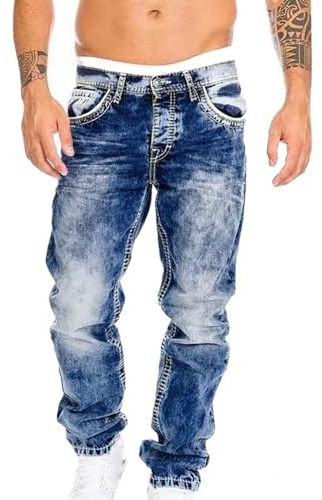 Jeans Coupe Droite Pour Hommes Trou Droit Jeans Trou Cassé Pantalons Avec Fermeture Éclair Bassin Jeans Stretch Ripped Style Denim Jeans Pantalons Jeans Homme Taille Elastique