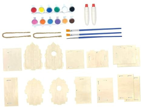 CORHAD Diy Holz Vogelhaus Windspiel Bausatz Mit Farben Pinseln Windgong Und Kleber Kreatives Bastelset Zum Bemalen Und Aufhängen Für Junge Mädchen Und Garten Dekoration