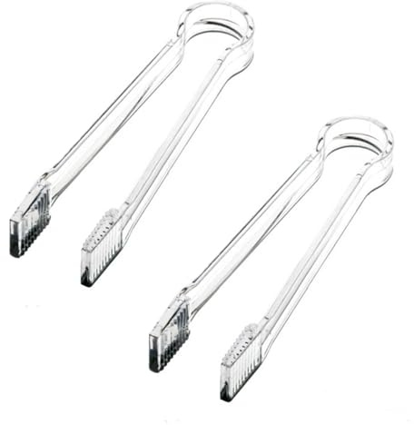 Lot de 2 petites pinces de service en plastique transparent pour nourriture, glace, sucre, salade, toast