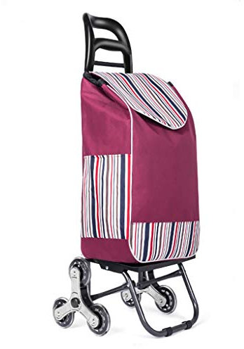 Carrello della spesa saliscale a mano, carrello della spesa multifunzionale con struttura in metallo a 6 ruote, carrello multifunzionale for bagagli con ruote(C)
