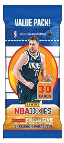 Panini 2024/25 Hoops Basketball NBA Jumbo Value Fat Pack (Teal Explosion ~ White Explosion ~ Orange Explosion Parallels)