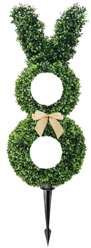 Künstliche Buchsbaum Gartenstopfen - grün mit Osterdekoration für den Außenbereich in der Gartendekoration | Leuchtender Hase Osterdekoration Osterdekoration T