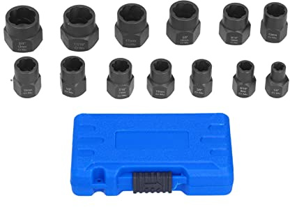 Ensemble d'extracteurs d'écrous 13 pièces, boulons et écrous robustes, acier au chrome-molybdène haute dureté, conception spéciale de filetage interne, avec étui de rangement, pour retirer les vis e