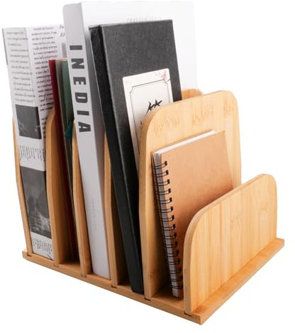 hocadon Briefhalter Schreibtisch Briefablage Holz Briefständer mit 5 Fächer Holz Dokument Holder Dokumentenhalter Schreibtischorganizer für Büro, Desk Organizer