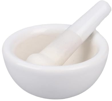 Piccolo mortaio e pestello lucidato, Set di spezie, ciotola in ceramica, utensili da cucina for alimenti duri, spezie alla vaniglia, tè, aglio, macina spezie, erbe aromatiche(M)