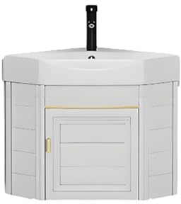 Combinación de Lavabo de baño de Esquina Compacto y tocador Flotante, diseño montado en la Pared con Grifo y desagüe, Ideal para Espacios pequeños, solución de gabinete de baño Que Ahorra es