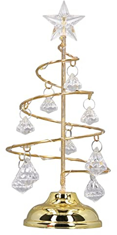 Albero di Natale con lampada a LED bianca calda, piccola luce notturna in cristallo, ornamento da tavolo, alimentato a batteria, per casa, festa, matrimonio, Pasqua, decorazione natalizia