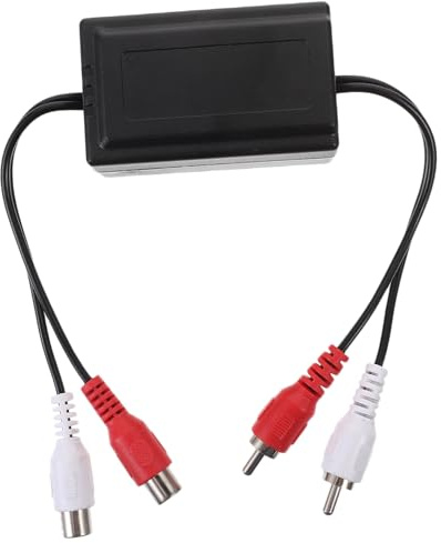 Mipcase Isolatore Rumore Loop di Massa per Audio Auto Filtro Soppressore Ronzio Riduttore Disturbi Stereo e Amplificatore Installazione Semplice per Plancia Autoradio Din