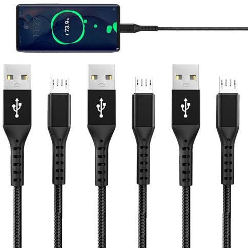 Heyung 3 Pcs 2.4A Micro USB Cable 1M,USB to Micro USB Charger Cable,480 Mbps Data Transfer,Braided Charger Cord,Usb To Micro Usb Charger Cable Compatible with Galaxy PS4 and Xbox