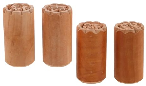 SHINEOFI Set 4 Timbri in Legno per Mooncake e Biscotti, Stampo Tradizionale per Pasticceria Artigianale, Strumento Multiuso per Dolci Fatti in Casa, Decorazione Dettagliata per Cucina