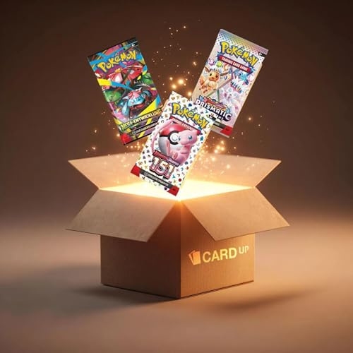 Pokémon Booster Set mit 3 zufälligen Deutschen Boosterpacks und Card-Up Überraschung, Trading Card Game Sammelkarten