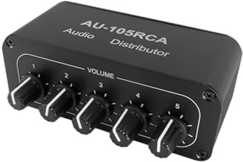 ZYOUQI Multiple User Headphone Amplifiers Two Channel Sound Splitter 5 Port Output with Adjustable Gains Control Two Channel Rcas Splitter