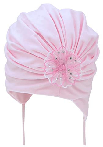 For you Babymütze Mädchen Taufe Übergangsmütze Baumwolle rein-Weiß oder Rosa oder Creme-Ivory Übergangsmütze Edelmütze 1A Quallität (52, Rosa)