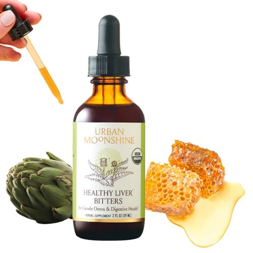 Urban Moonshine Healthy Liver Bitters - Liver Support - Detox - Bile Production - Gut Health - Artichoke - Dandelion - Gentle Detox* -Organic- 2 Fl Oz