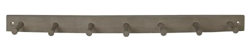 Spectrum Wall Mount 7 Peg Coat Rack Large Mounted Wooden Pegs Rail for Hanging Coats Bags Jackets Clothes Purses Backpack, Easy Install Heavy Duty Hanger Rack Mount for Closet Entryway Bedroom, Greige