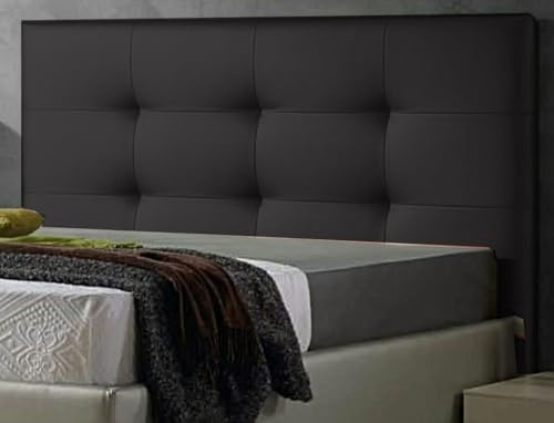 DecorQUALITY ED Cabecero Cama 135 Cabezal Acolchado cabeceros tapizado cabecera Polipiel cómodo Moderno y Resistente Mod. Texas Todas Las Medidas y Colores (Negro, 135 * 70)