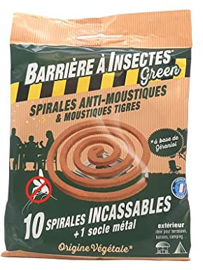 BARRIERE A INSECTES Green Anti-moustiques à Base de géraniol-Sachet de 10 Spirales, Nicht Zutreffend