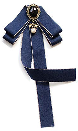 CHENGZI Damen-Brosche mit Fliege, verstellbar, Vintage-Stil, vorgebunden, für Hochzeit, Party, Zubehör, Einheitsgröße, Stoff, Strass, Blau