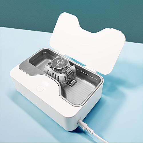 JHM-Ultraljudsrengörare Professionell hushåll med korg, bärbar ultraljudsmycken rengöringsmedel 650 ml renare maskin med en knapp för rengöring Dentures klockor glas rengöringsmedel