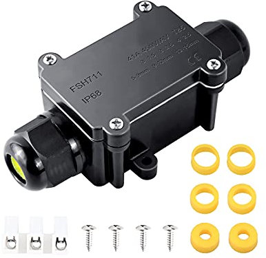 Elezenioc IP68 Wasserdichte Abzweigdose, 2 Wege M20 Verteilerdose Außen Wasserdicht für 5-15 mm Externe Elektrische Stromkabelboxen, Kabelverbinder für den Außenbereich Anschlussdose, Schwarz