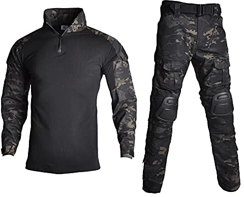 Lilychan Tactical Military Suits für Herren Langarm-Rip-Stop-Uniformen Combat Shirt und Pants Elbow Knee Pads