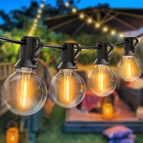 Woolmug Lichterkette Außen, 23M Outdoor Lichterkette Strom 30+3 G40 Glühbirnen LED lichterkette Außen, Wasserdicht Terassenbeleuchtungen Lichterketten Aussen für Weihnachten Hochzeit Party, Warmweiß